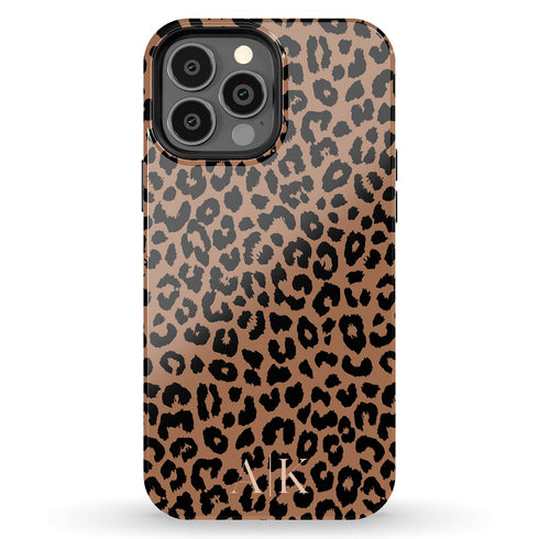 Chocolate Leopard Custom Initials iPhone Case